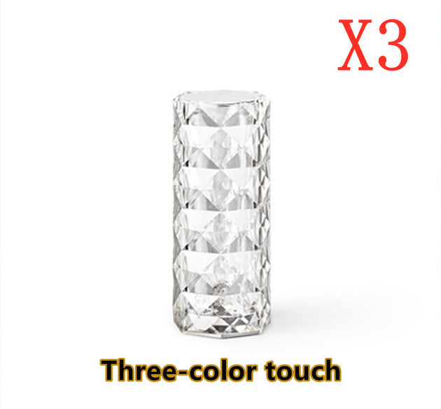 Nordic Crystal Lamp USB Table Lamps Bedroom Touch Dimming Atmosphere Diamond Night Light Rose Projector Lamp Decor