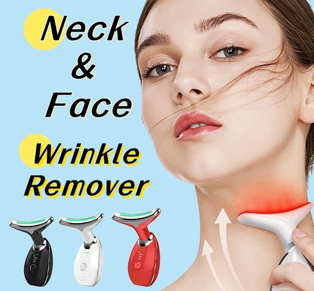 Neck Face Beauty Device Colorful LED Photon Therapy Skin Tighten Reduce Double Chin Anti Wrinkle Remove Lifting Massager