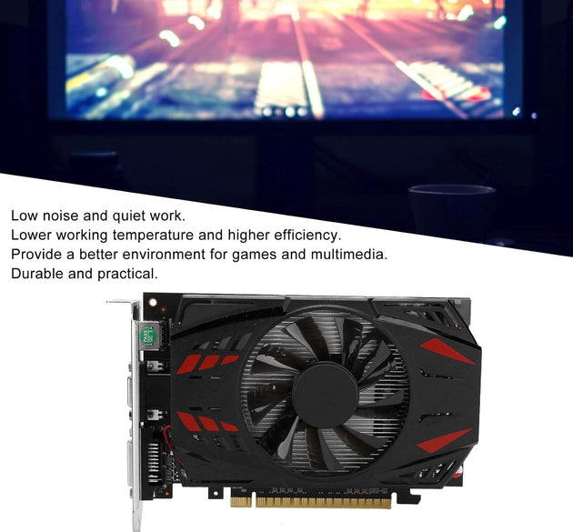 Goshyda GTX1050Ti Gaming Graphics Card, 1GB DDR5 128Bit Discrete Graphics Card, 780MHz PCI Express 3.0, Desktop Graphics Card with Cooling Fan