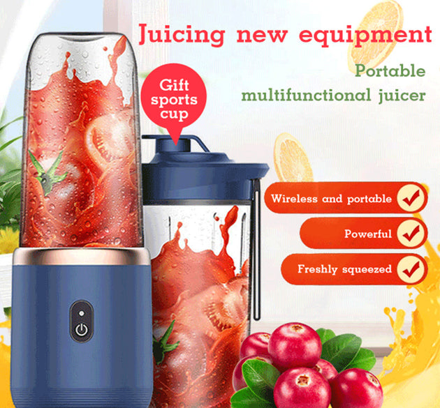 6blade Portable Blender Mini Juicer Cup Extractor Smoothie USB Charging Fruit Squeezer Blender Food Mixer Ice Crusher Portable Juicer Machine