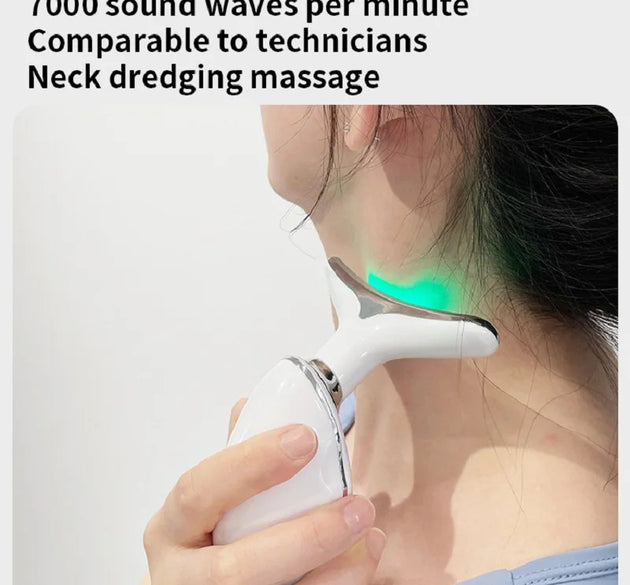 Neck Face Beauty Device Colorful LED Photon Therapy Skin Tighten Reduce Double Chin Anti Wrinkle Remove Lifting Massager